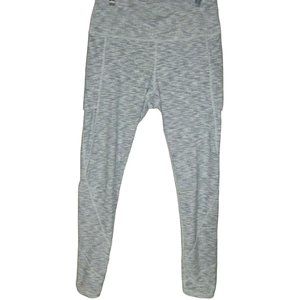 HKJIEVSHOP Leggings Size Large Women's Gray White High Waist Yoga Pocket Pants l